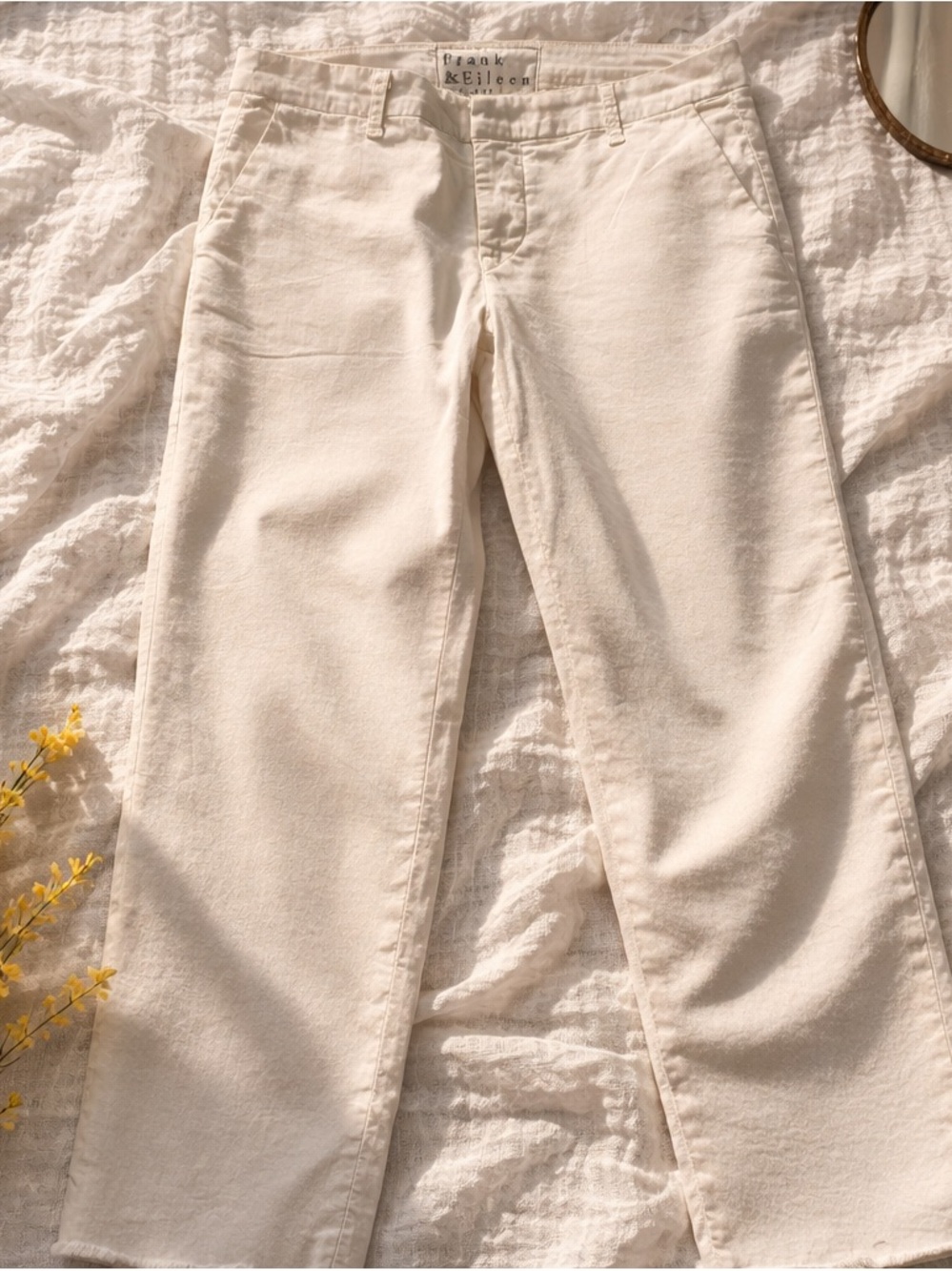 Frank & Eileen Cream Straight-Leg Jeans